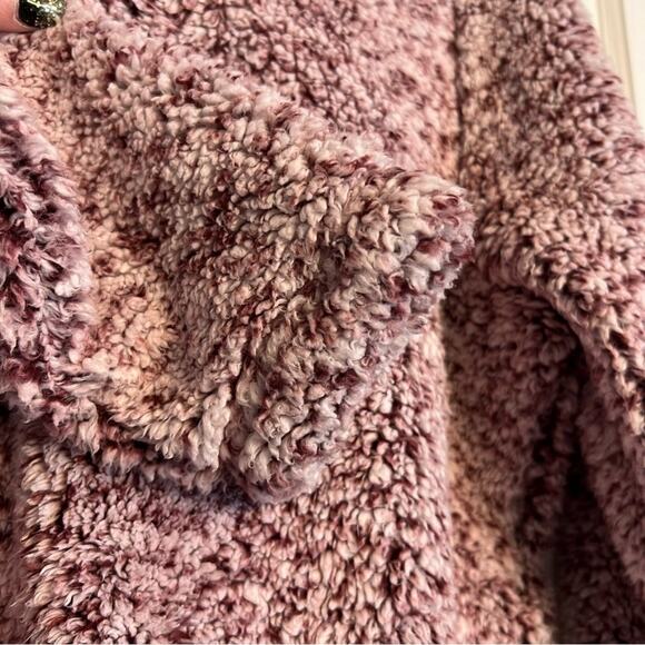Time & Tru Speckled Burgundy Purple Cozy Sherpa Crop Jacket, Size XL (16-18) - Picture 7 of 7